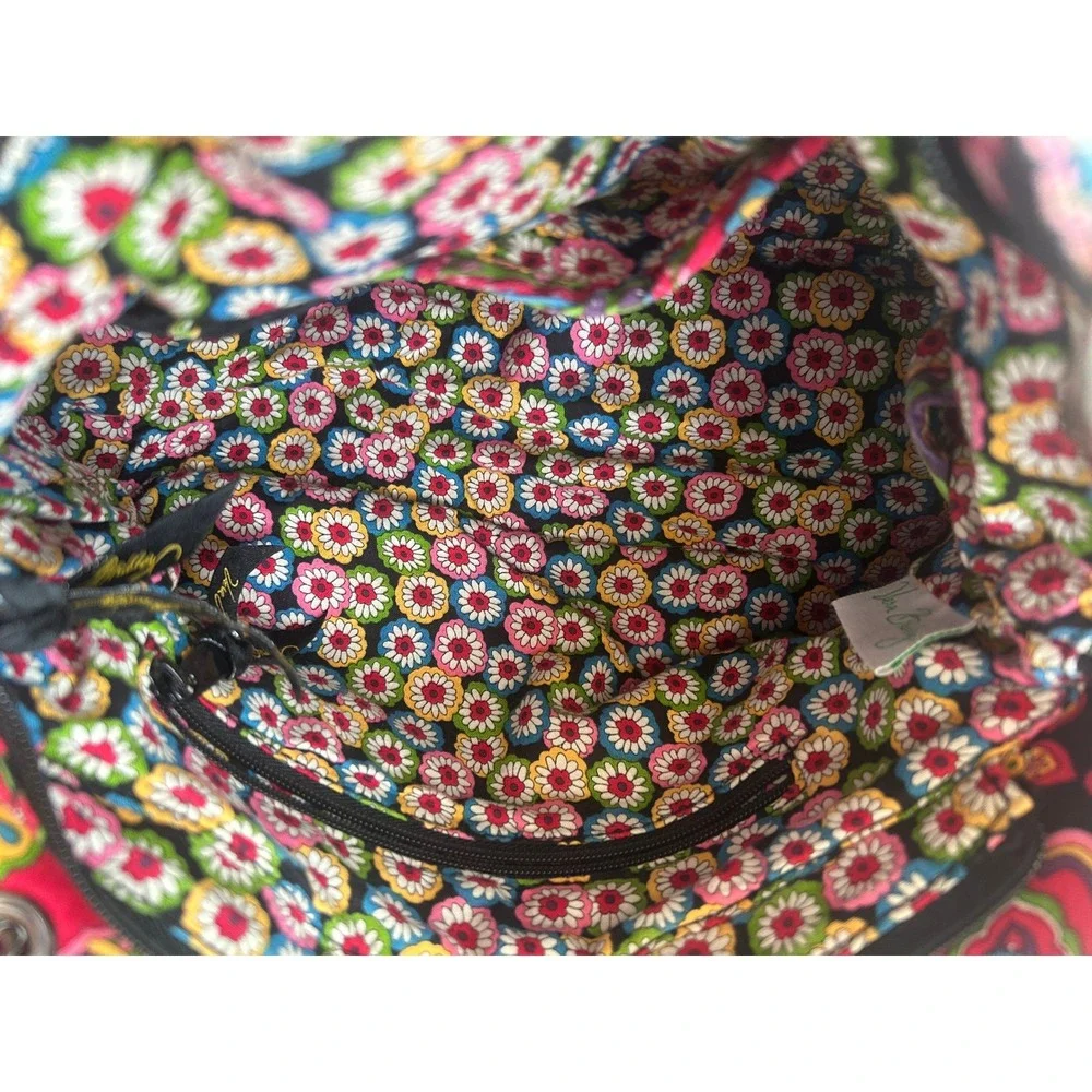 Vera Bradley Quilted Paisley Shoulder Bag Black Pink Floral Toggle Closure#478